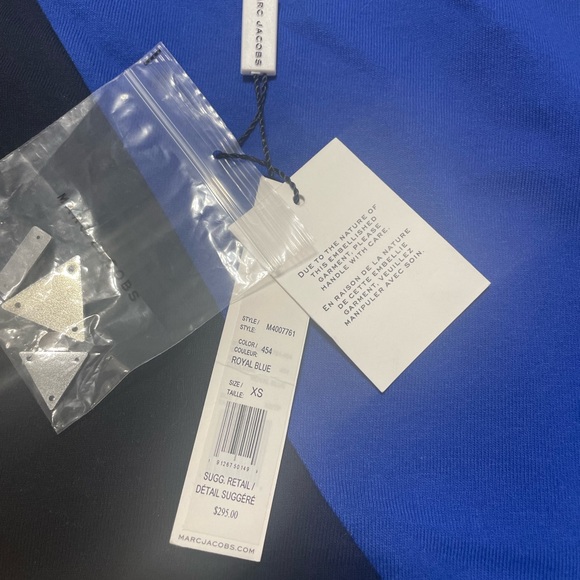 MARC JACOBS
High-Neck 3/4-Sleeve Colorblock Cotton Dress w/ Beading - Picture 6 of 7